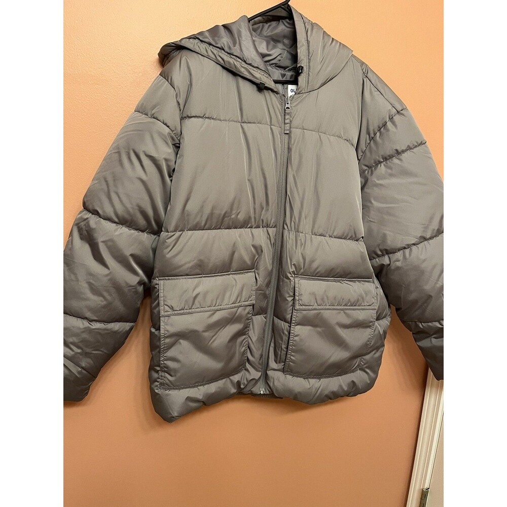 Old Navy NWT Mens XXL Hooded Puffer Utility Jacket Gray
